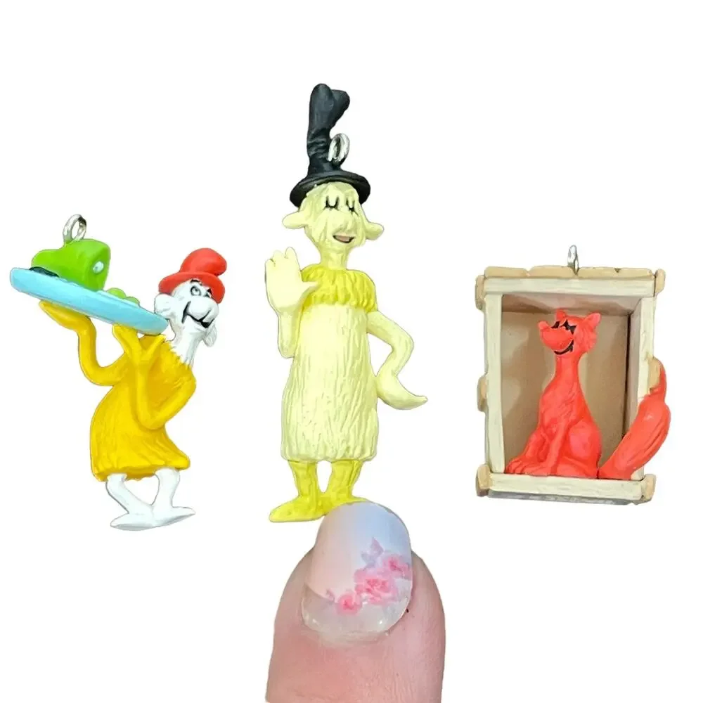 Hallmark Dr Seuss Green Eggs & Ham Ornament Set Vtg 2000 3 Miniatures Christmas